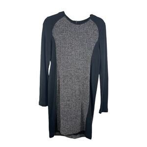 Lou‎ & Grey Womens Size S Sweater Dress Gray Black Long Slv Back Zip